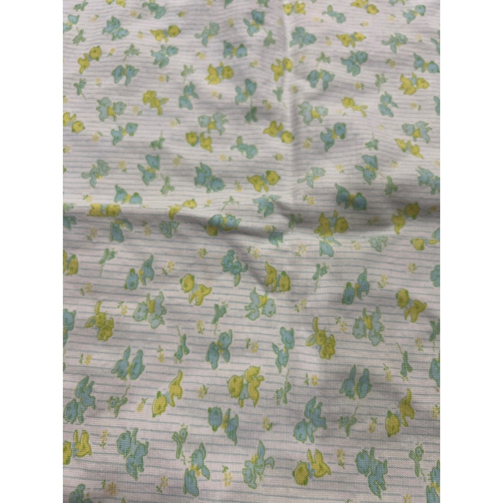 Vintage Baby Receiving Blanket Yellow Blue Teddy Bear Print Picot Trim 30x32 - Picture 2 of 6